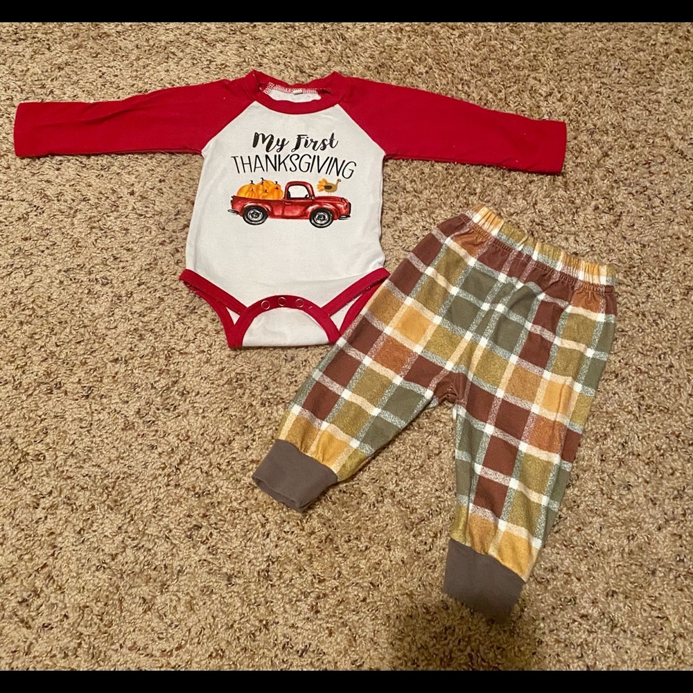 Baby boy first thanksgiving outfit. 0-3m